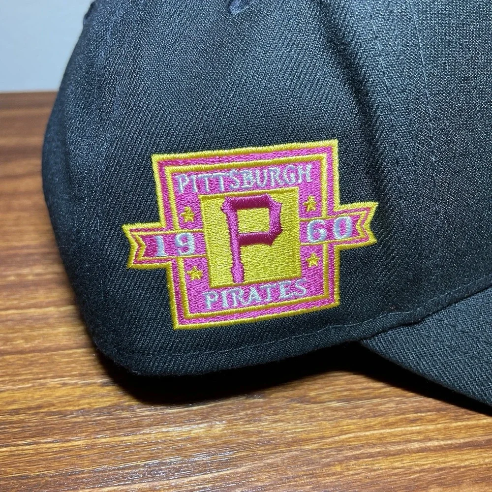 New Era Pittsburgh Pirates A-Frame Snapback Hat Black Yellow 9FORTY 1960 Patch